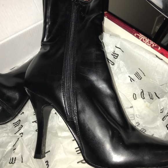 Black faux leather heel boots - Picture 4 of 8
